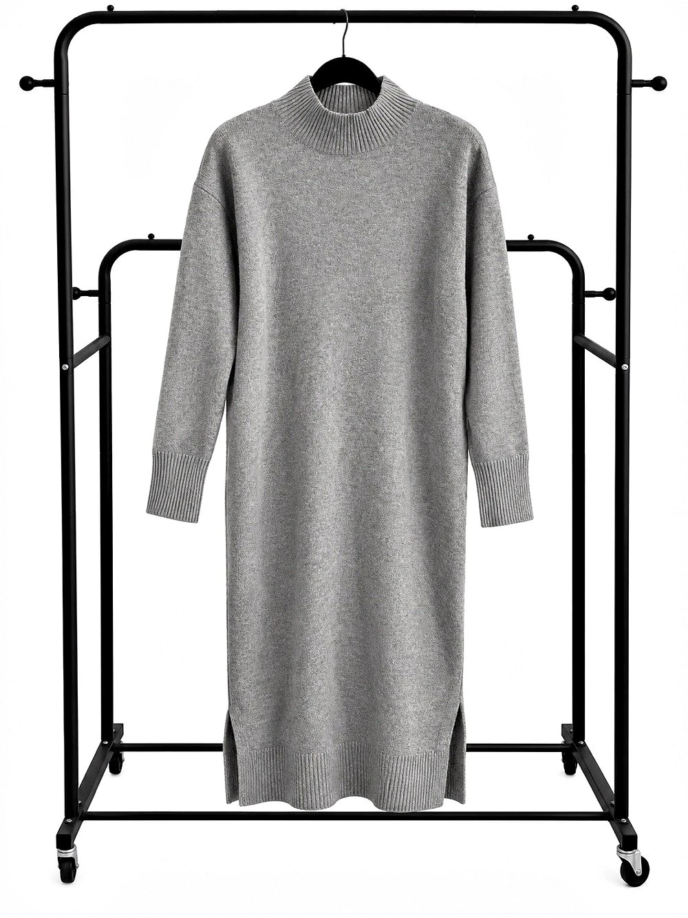 a new day Mock Turtleneck Sweater Dress Gray Midi Size Large